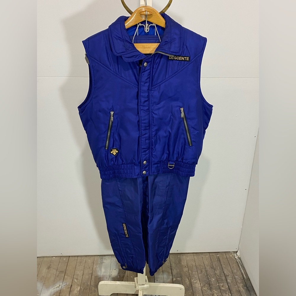 Vintage Mens Descente Ski Vest/Pants Set Royal Blue Size M/34